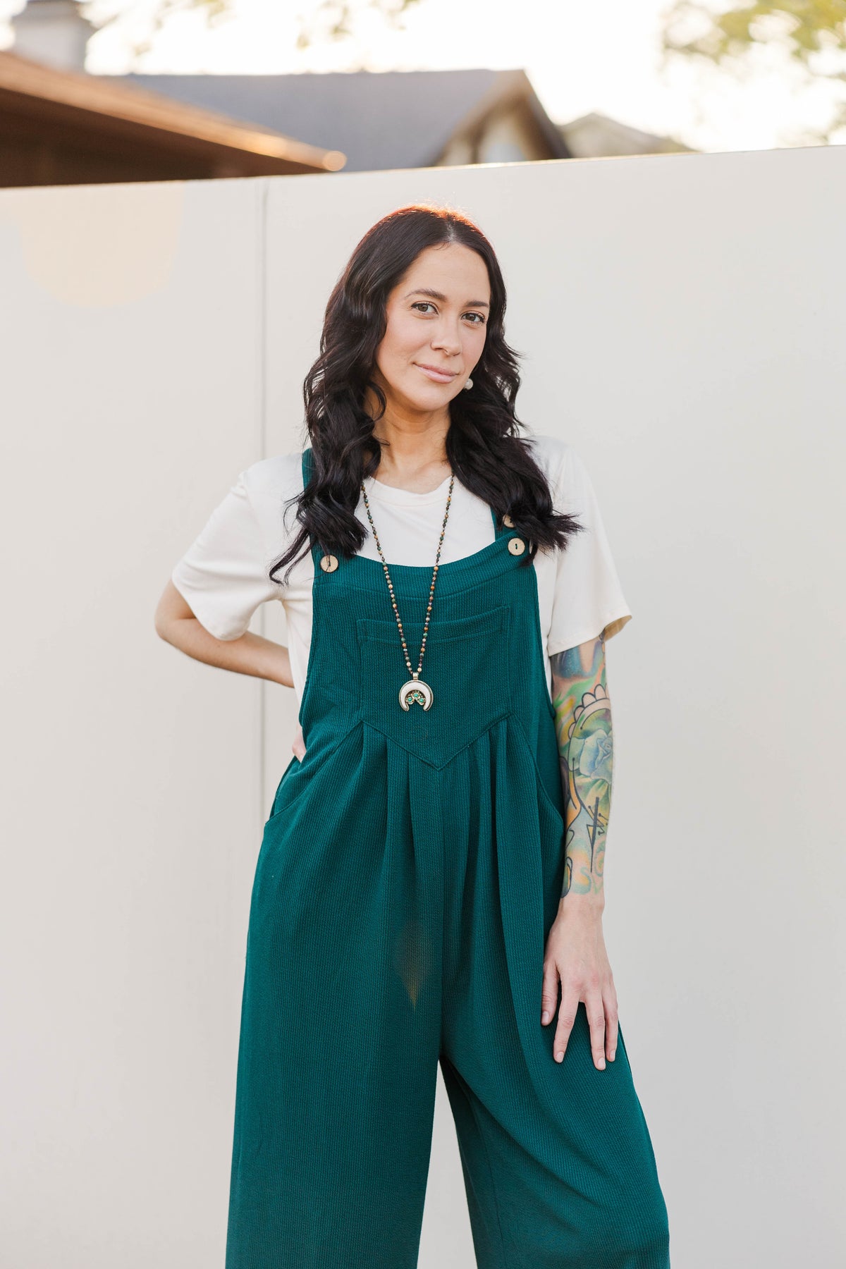 Everyday Flair Wide Leg Jumpsuit in Green