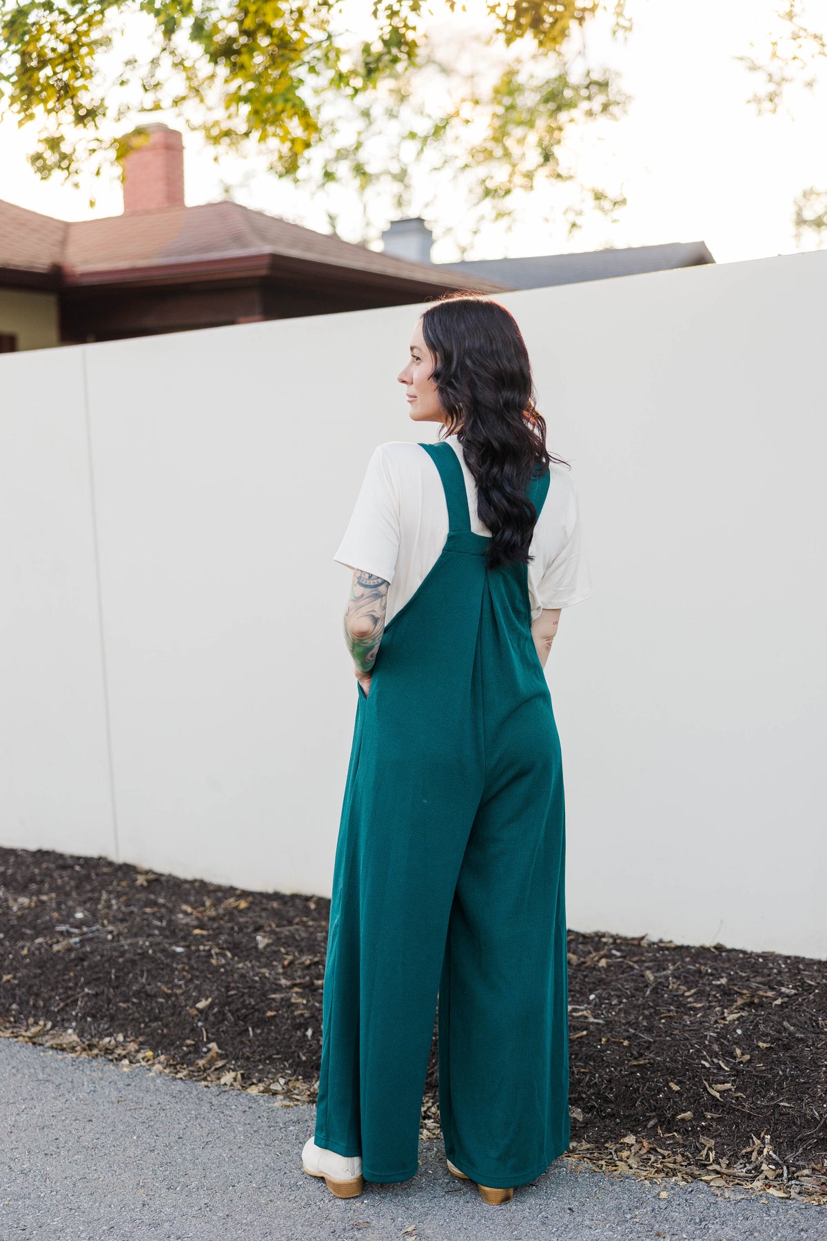 Everyday Flair Wide Leg Jumpsuit in Green