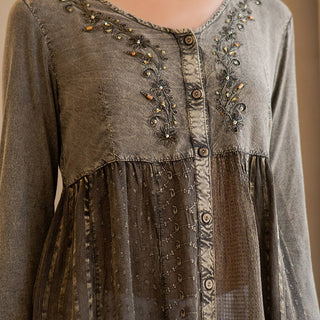 Bohemian Rhapsody Tunic Top in Gravel