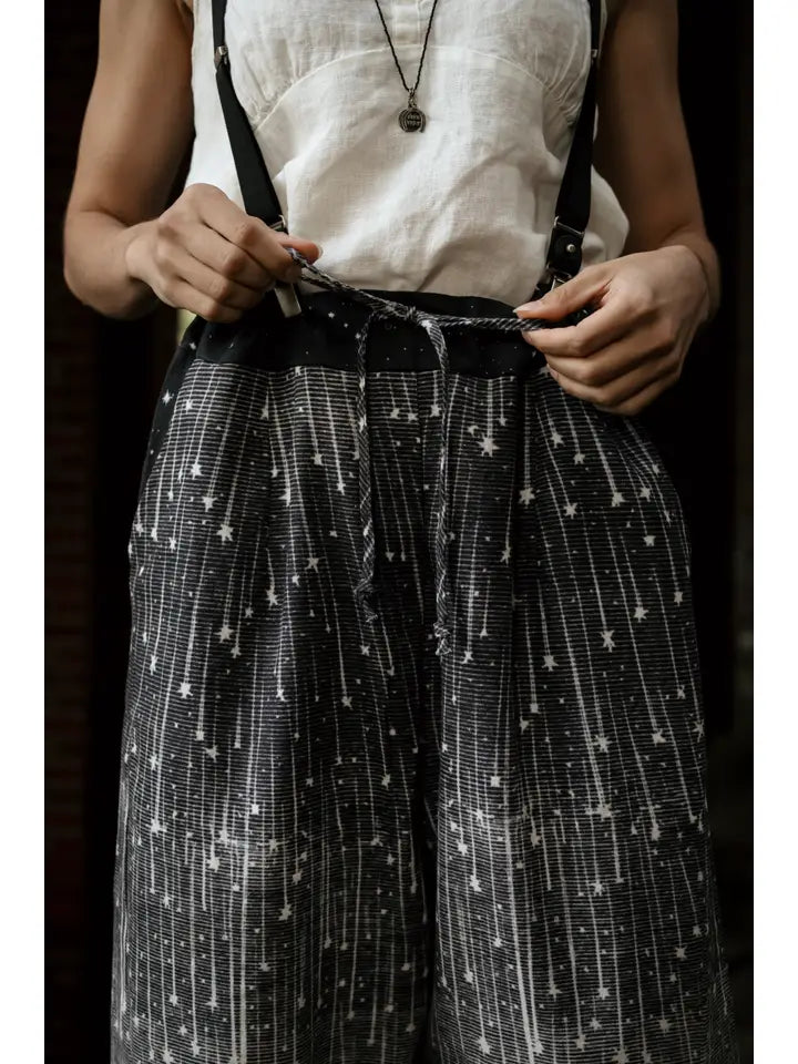 Stargazer Falling Star Linen Cropped Pants