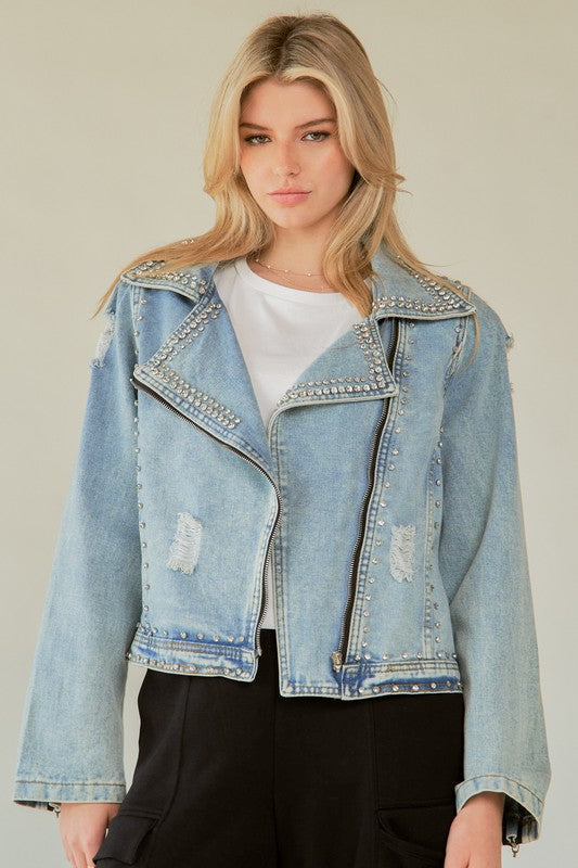 Amelia Rhinestone Denim Jacket