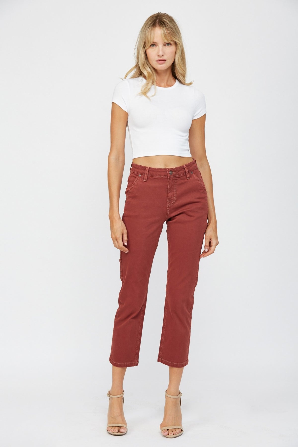 Working Hard Mica Crop Denim in Dark Rust