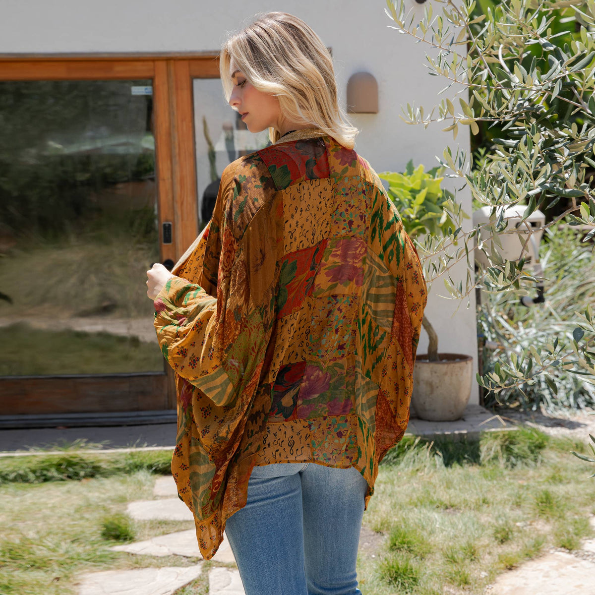 Patchwork Poet Kimono in Marigold