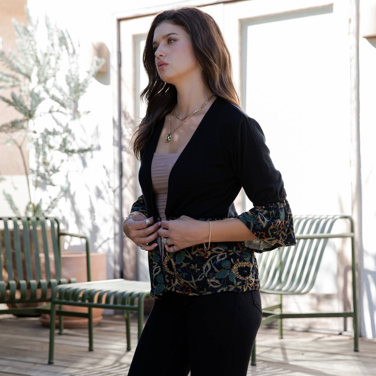 Forever In Flowers Cardigan in Black