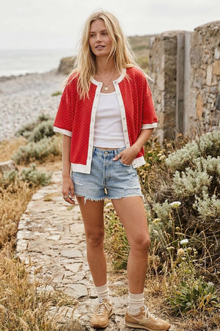 Firecracker Button Front Top