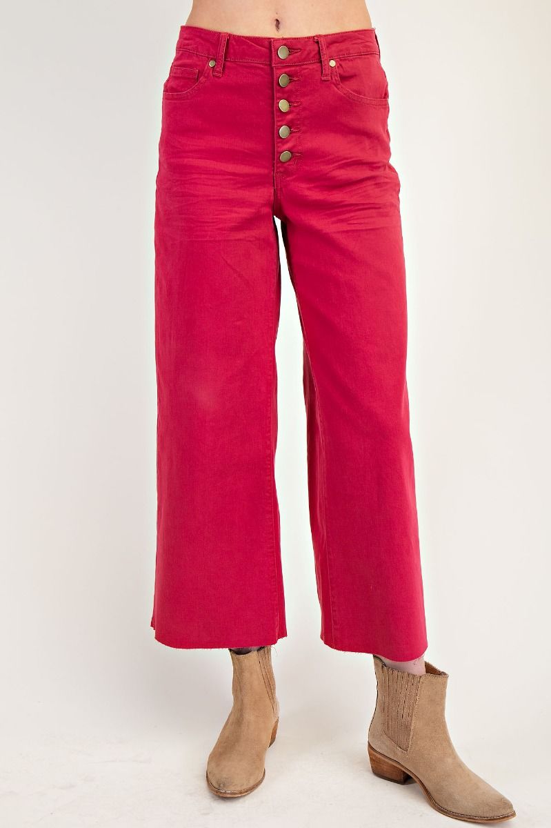 Hand It Off Wide Leg Pants in Red Velvet