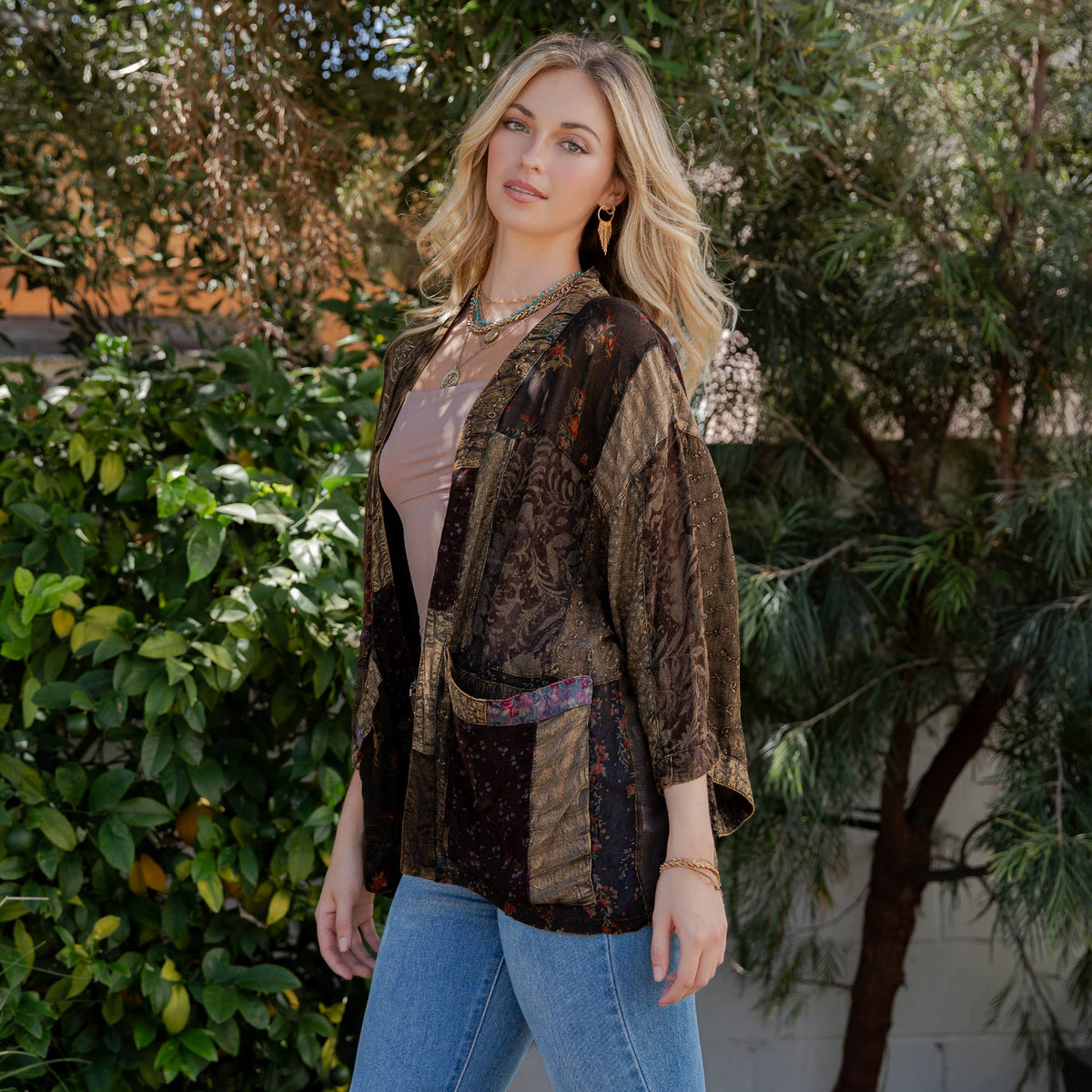 Patch Perfect Kimono in Amber