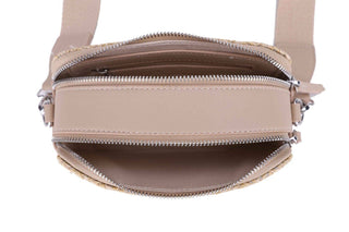 Jeena Straw Crossbody Bag in Fuchsia