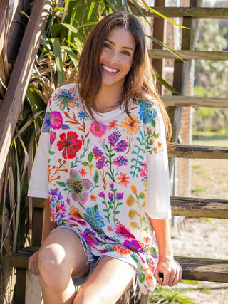 Natural Life Oversized Tee - Rainbow Garden