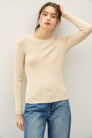 Second Skin Long Sleeve Top in Cream