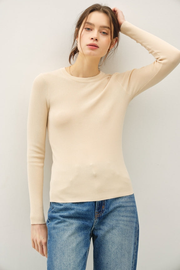 Second Skin Long Sleeve Top in Cream