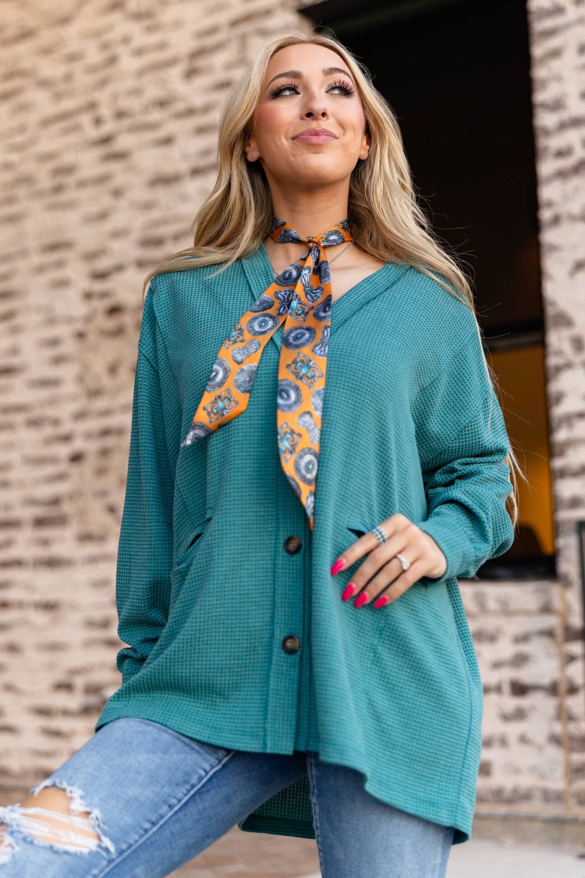 Rustic Morning Waffle Knit Cardigan