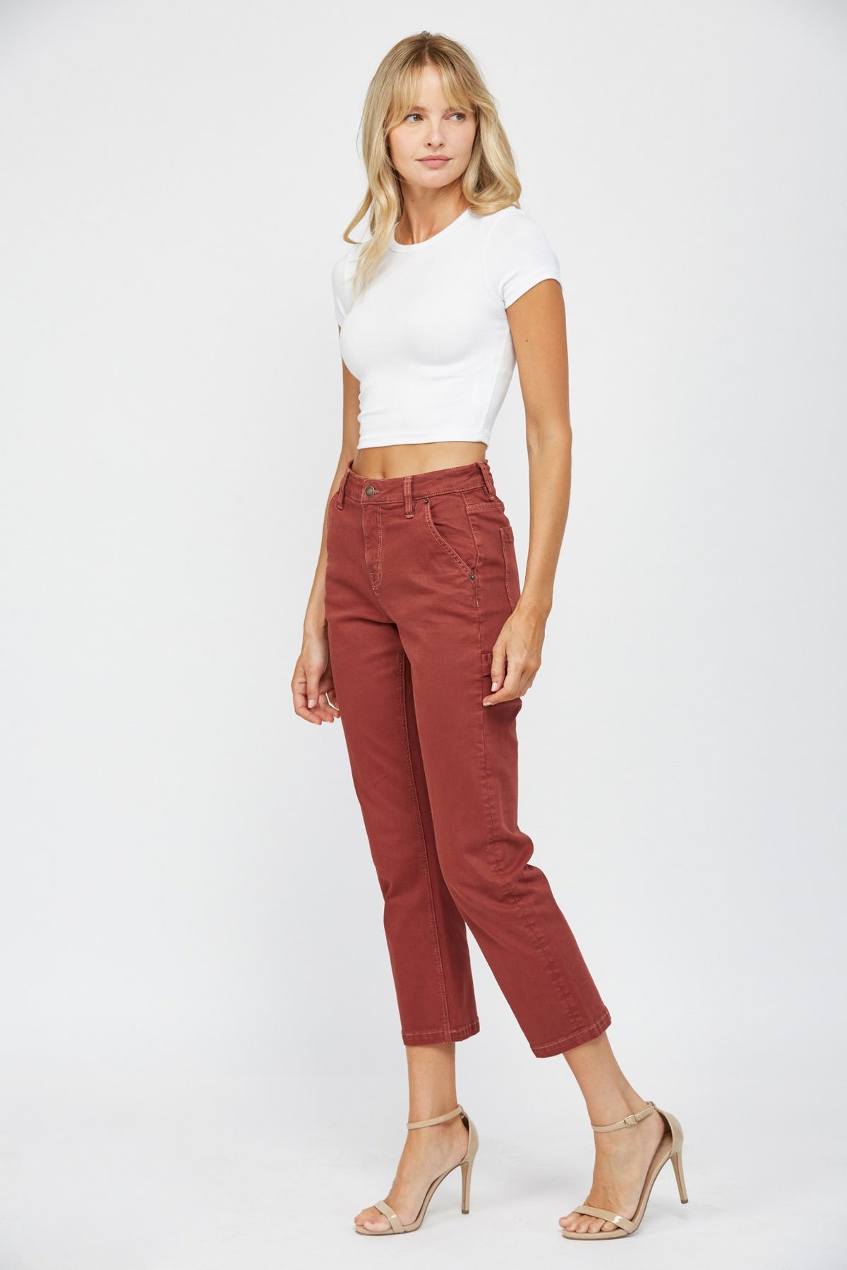 Working Hard Mica Crop Denim in Dark Rust