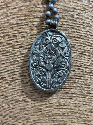 Carved Bone Deer Pendant Necklace