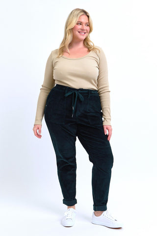 Rocking Around Corduroy Judy Blue Joggers in Curvy