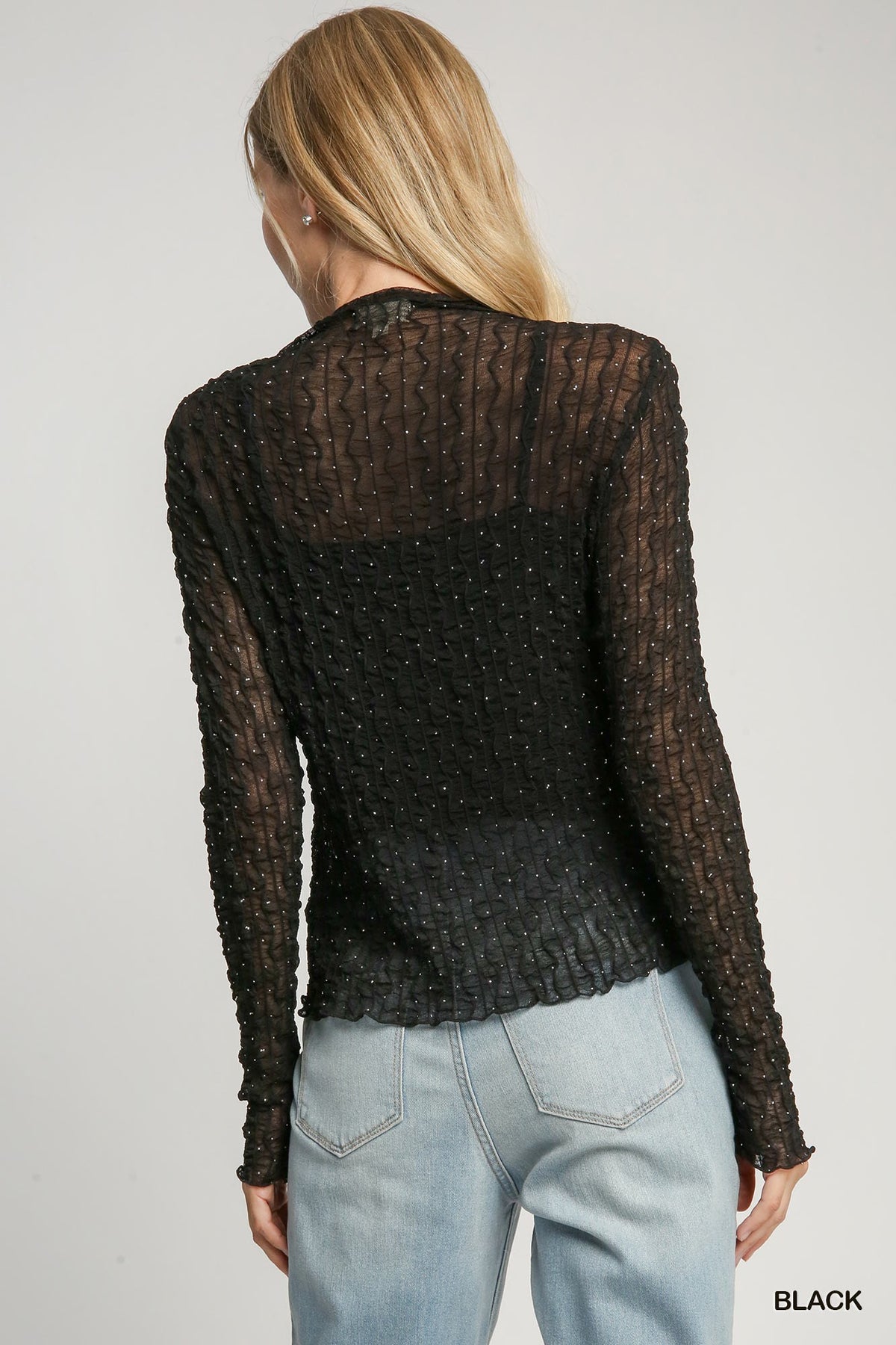 A Little Glamour Lace Top Black