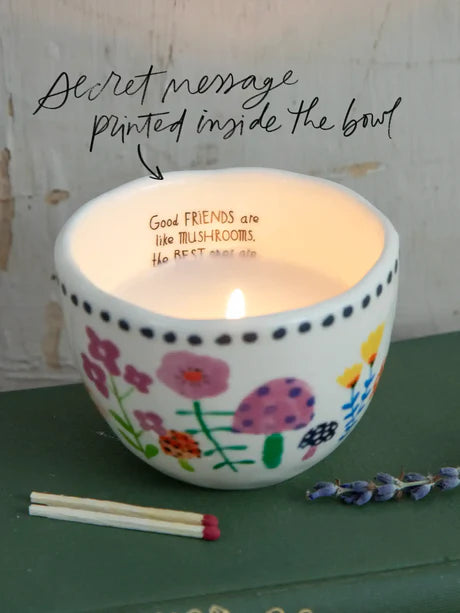 Secret Message Candle - Friends Are Like Mushrooms