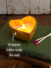 Wooden Heart Candle