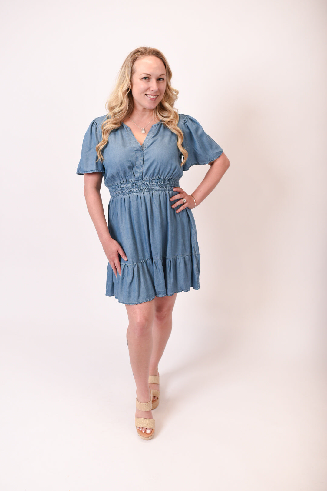 Swing Time Chambray Mini Dress