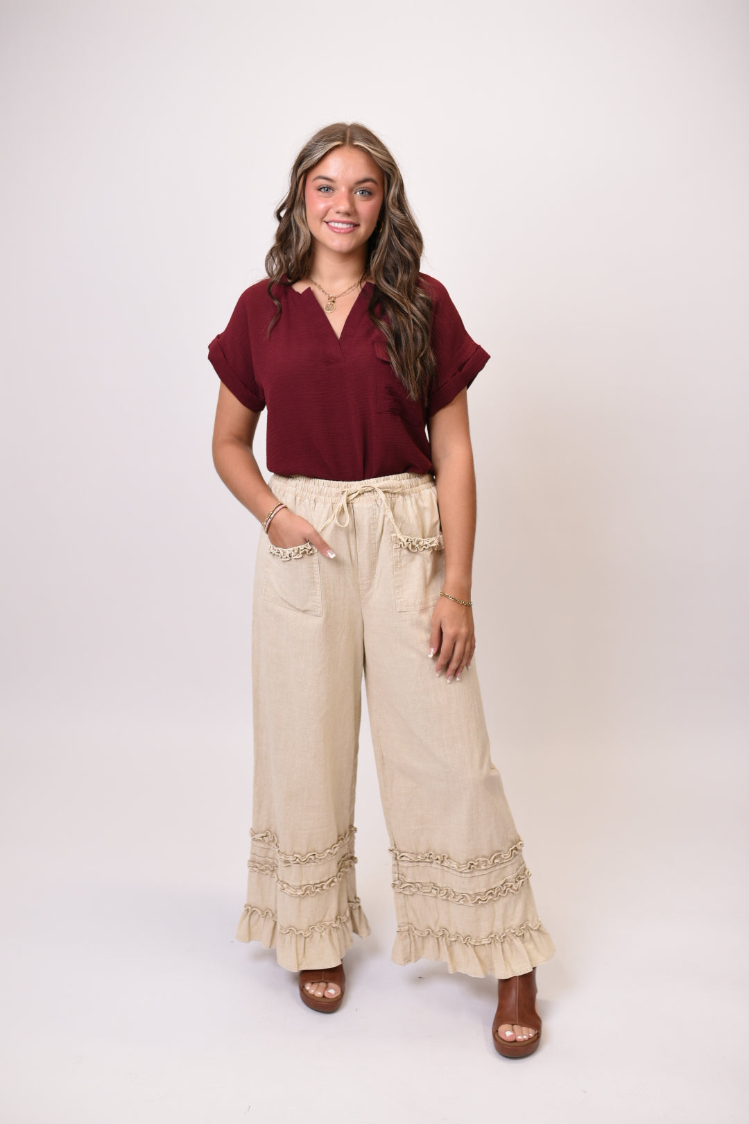 Frill Seeker Pants in Natural