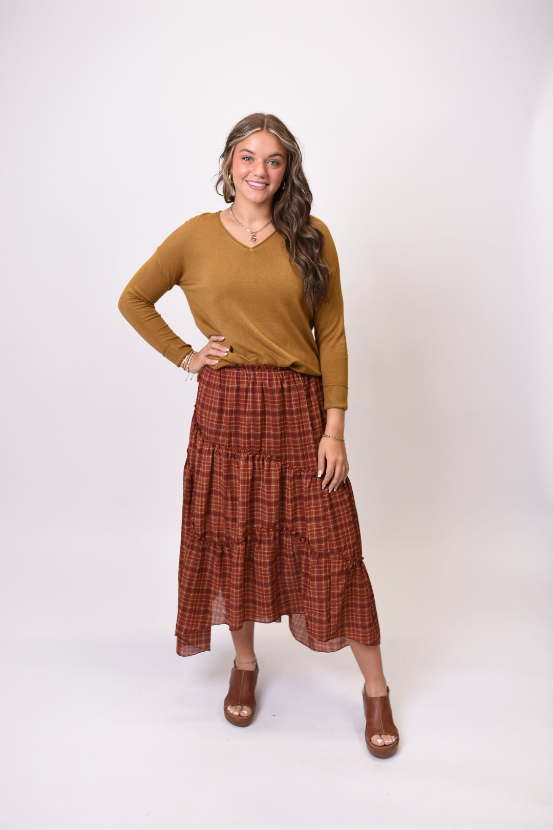 Crush Season Plaid Skirt in Red