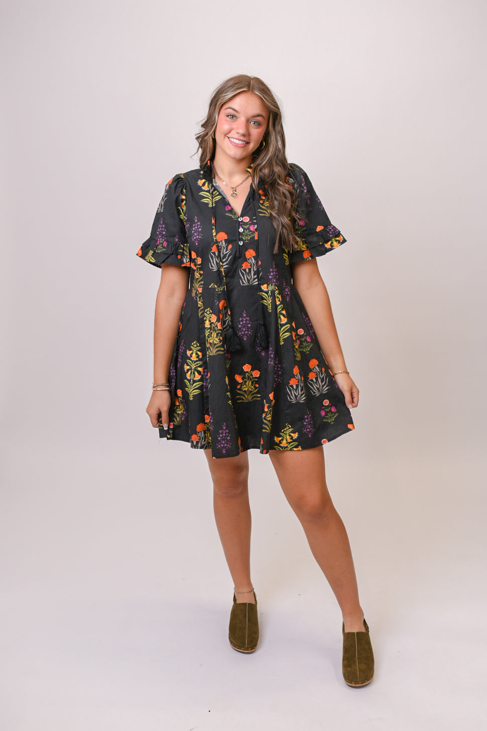 Thinking Of Floral Mini Dress in Black