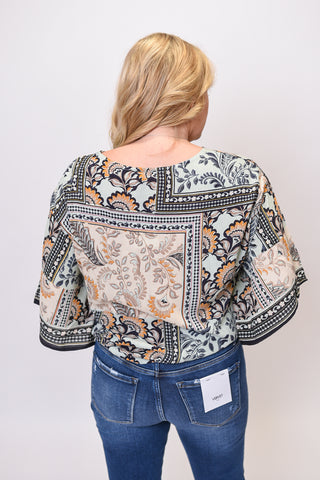 Kimono Vibes Front Tie Top in Mint