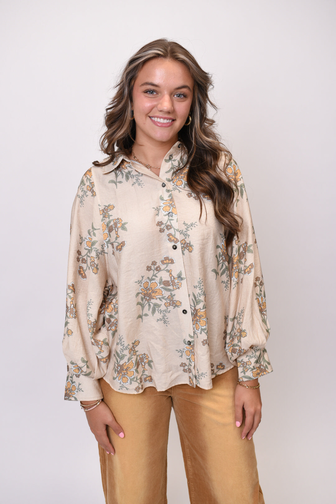 Bloom And Button Blouse in Ecru