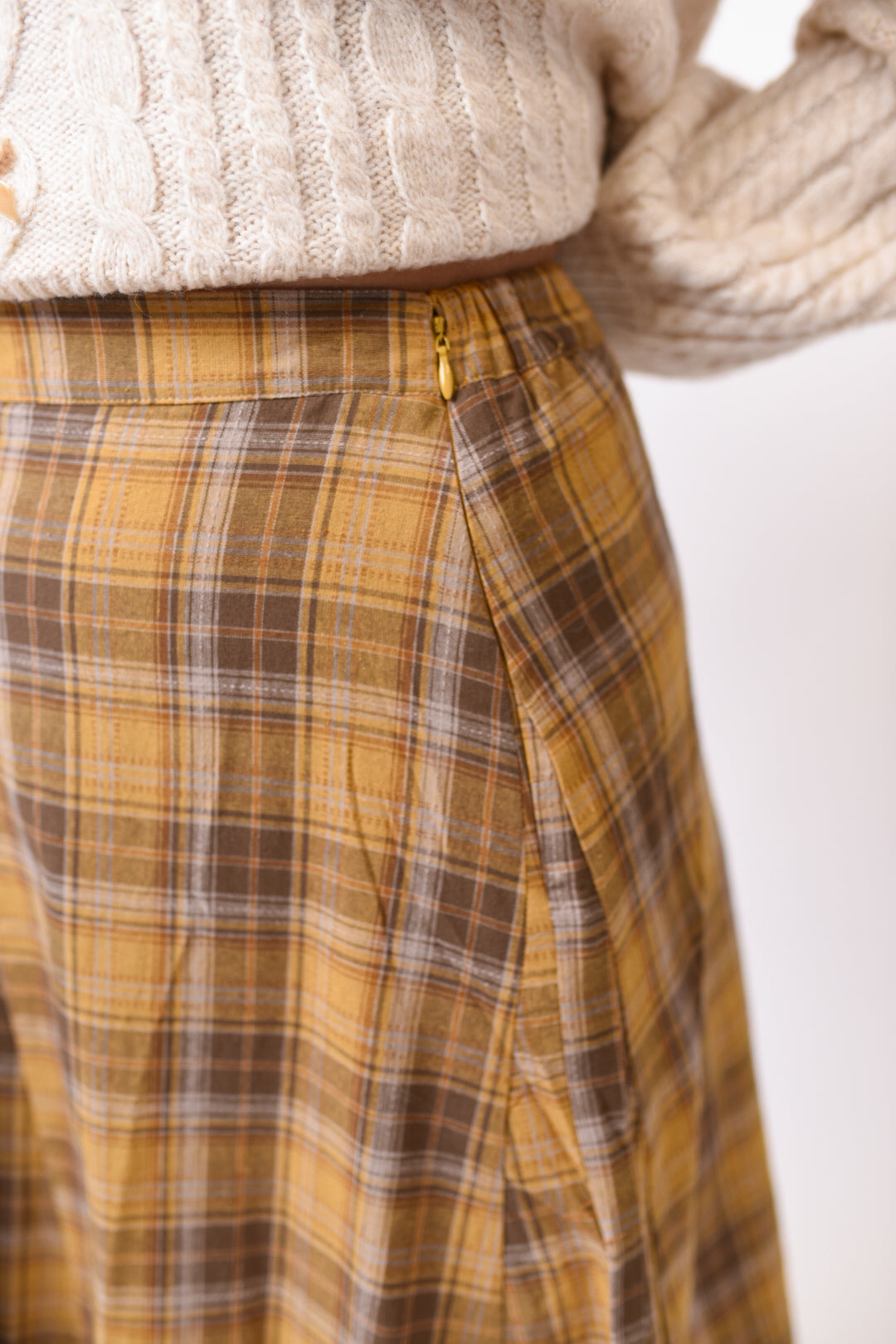 Autumn Grid Plaid Skirt in Mustard