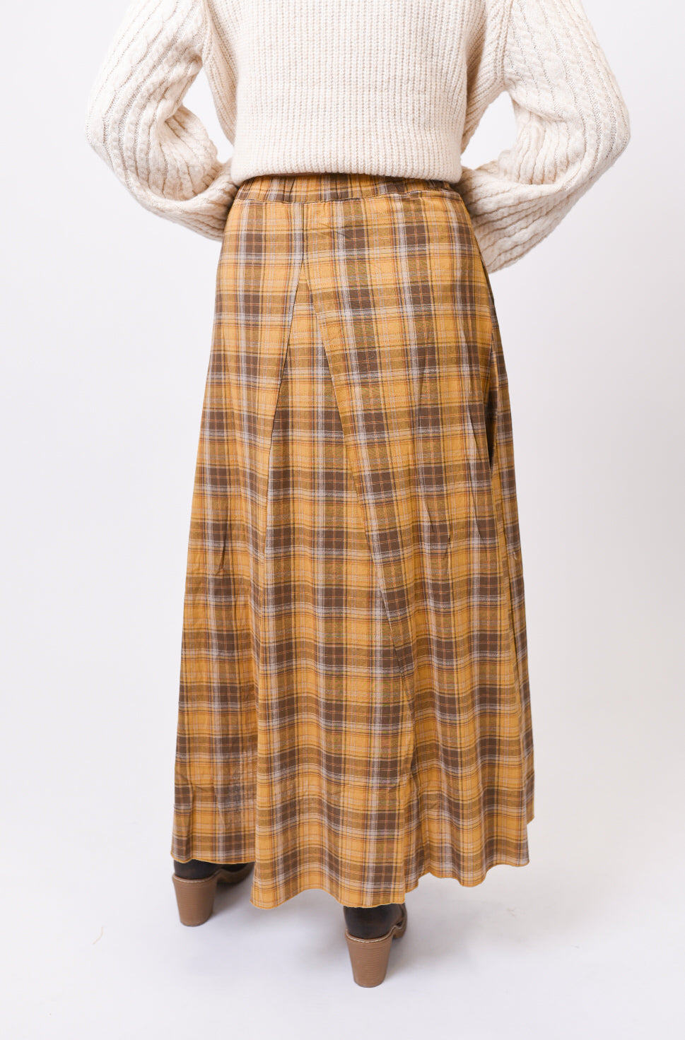Autumn Grid Plaid Skirt in Mustard