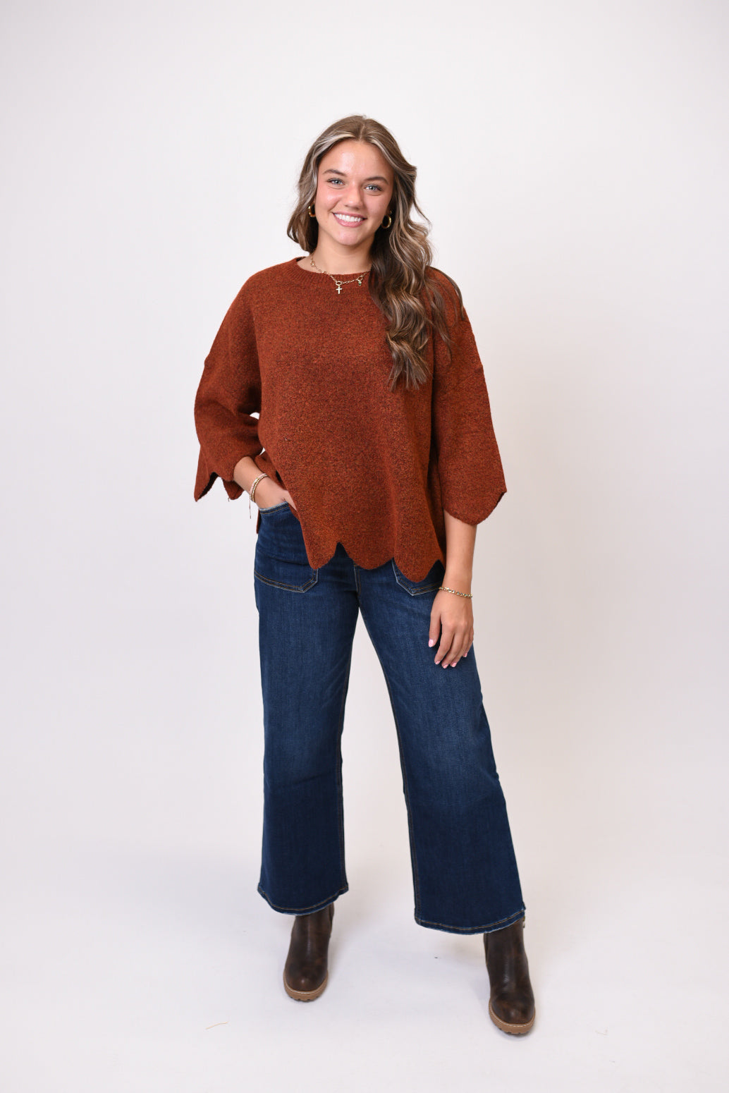 Woven Whim Sweater in Rust