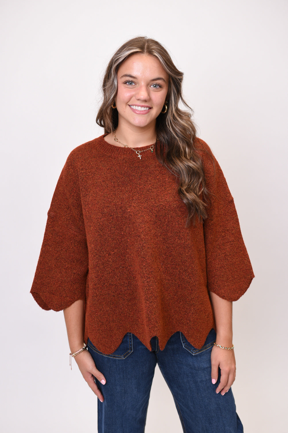 Woven Whim Sweater in Rust