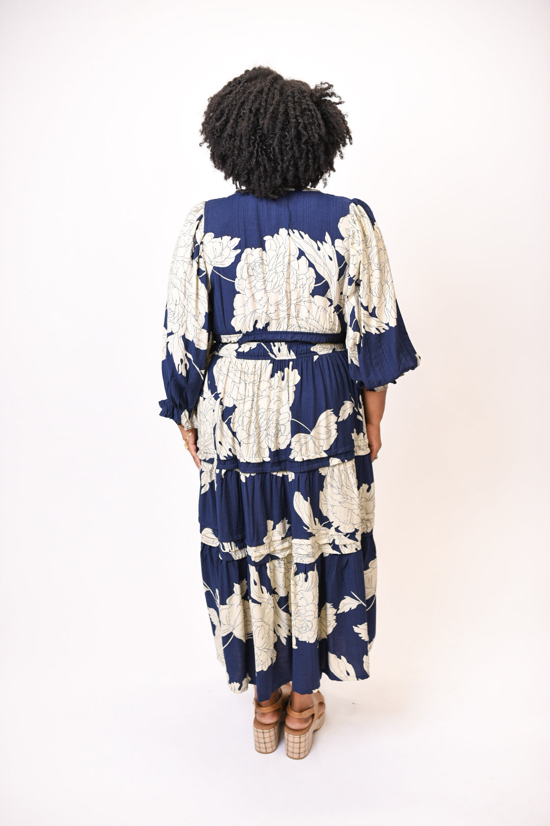 Blue Blooms Midi Dress