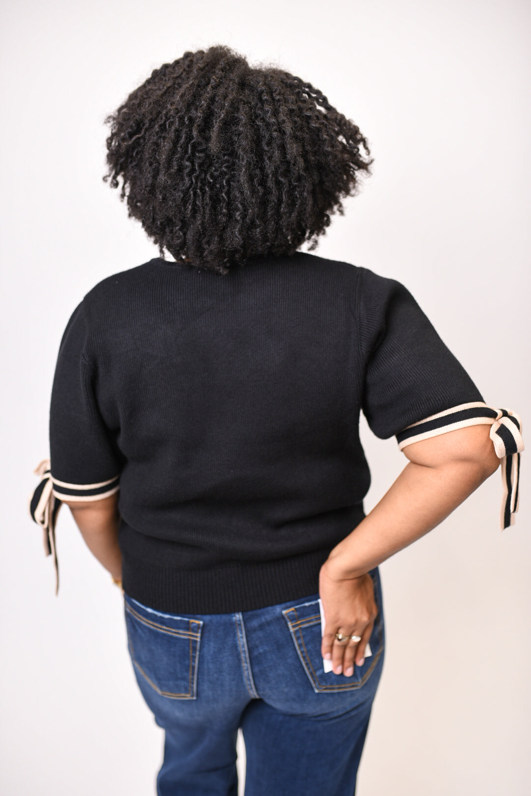 Bow Tied Sweater Top in Black