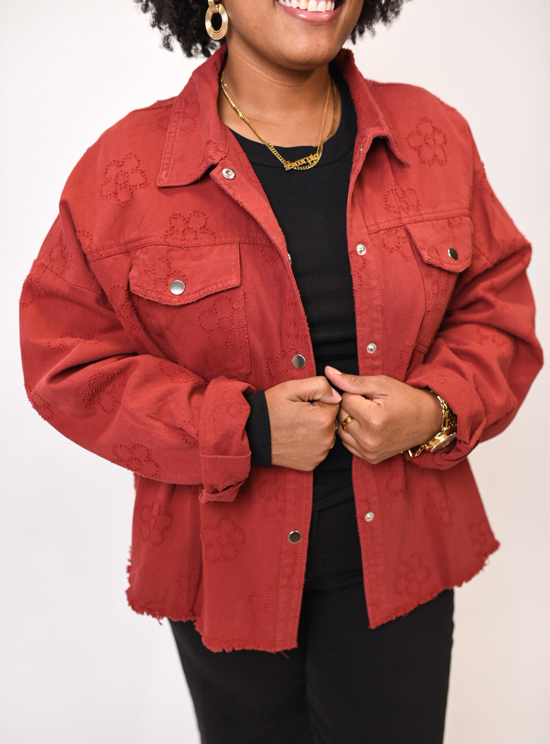 Petal Pusher Shacket in Rust