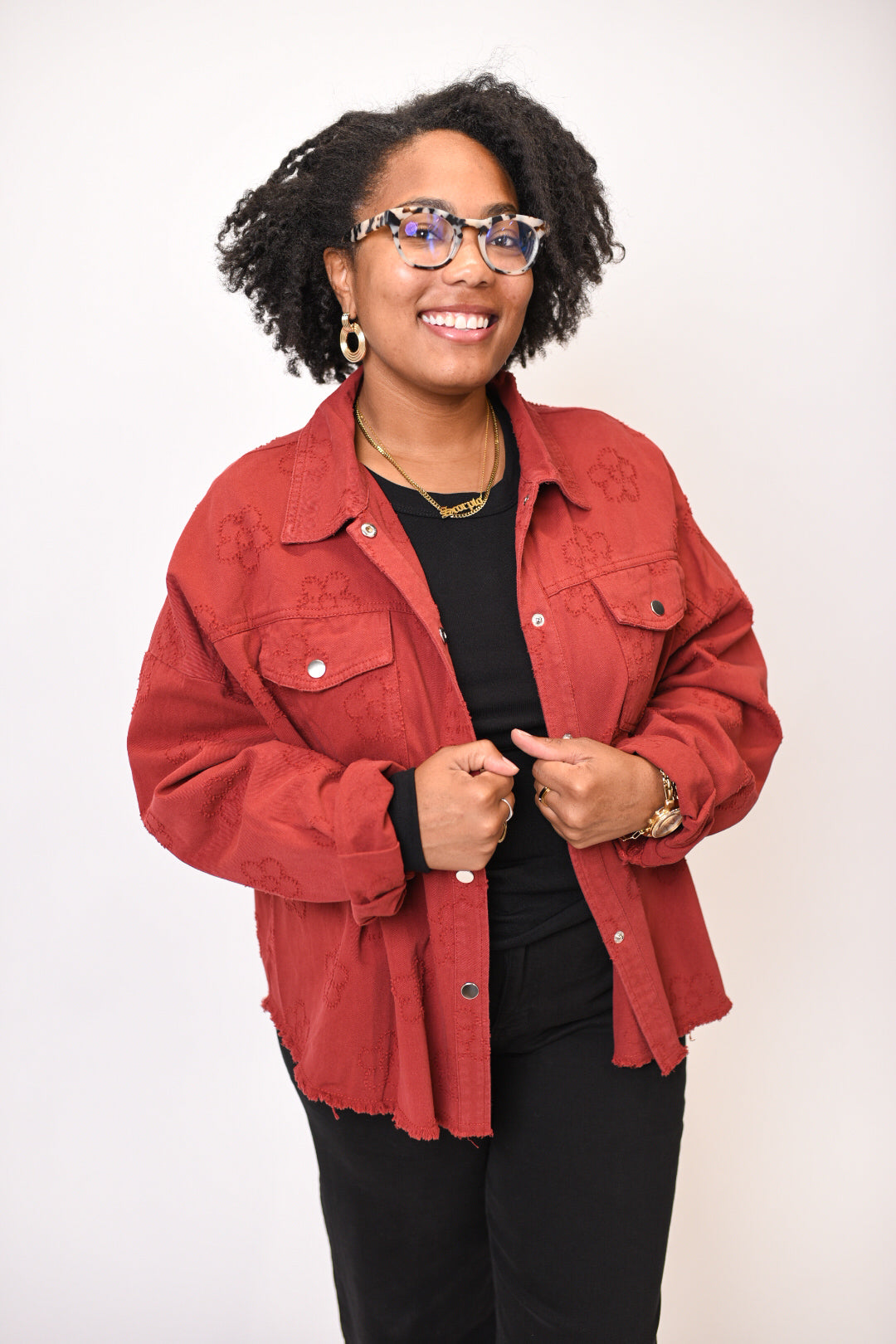 Petal Pusher Shacket in Rust