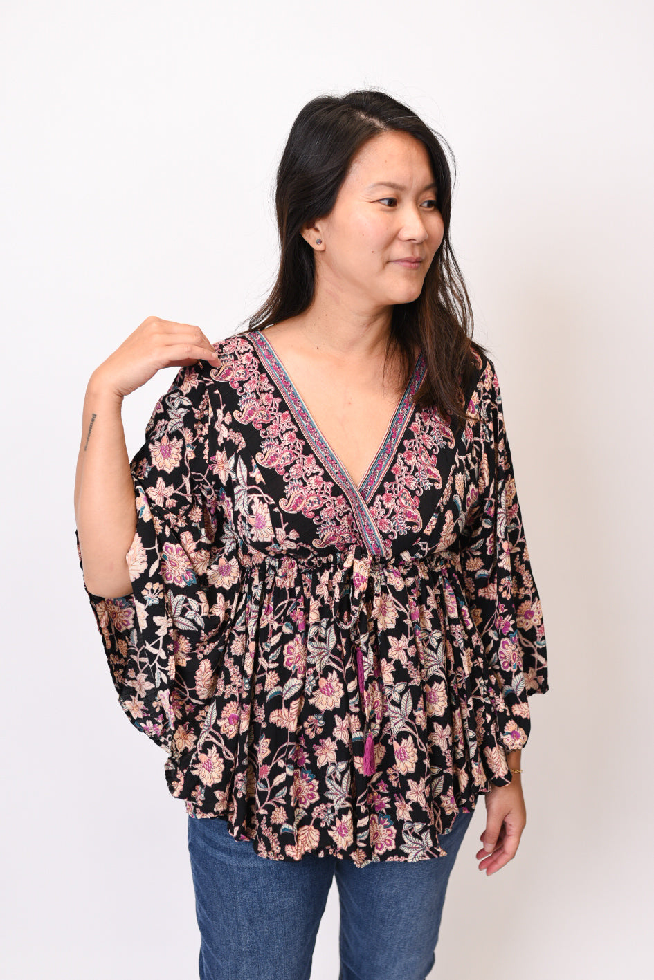 Midnight Florals Kaftan Top