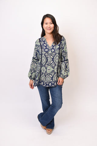 Emerald Glow Floral Blouse