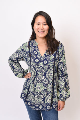 Emerald Glow Floral Blouse