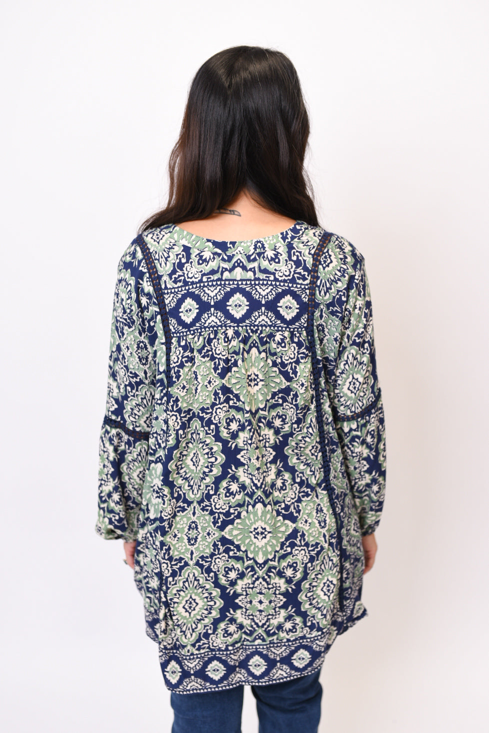 Emerald Glow Floral Blouse