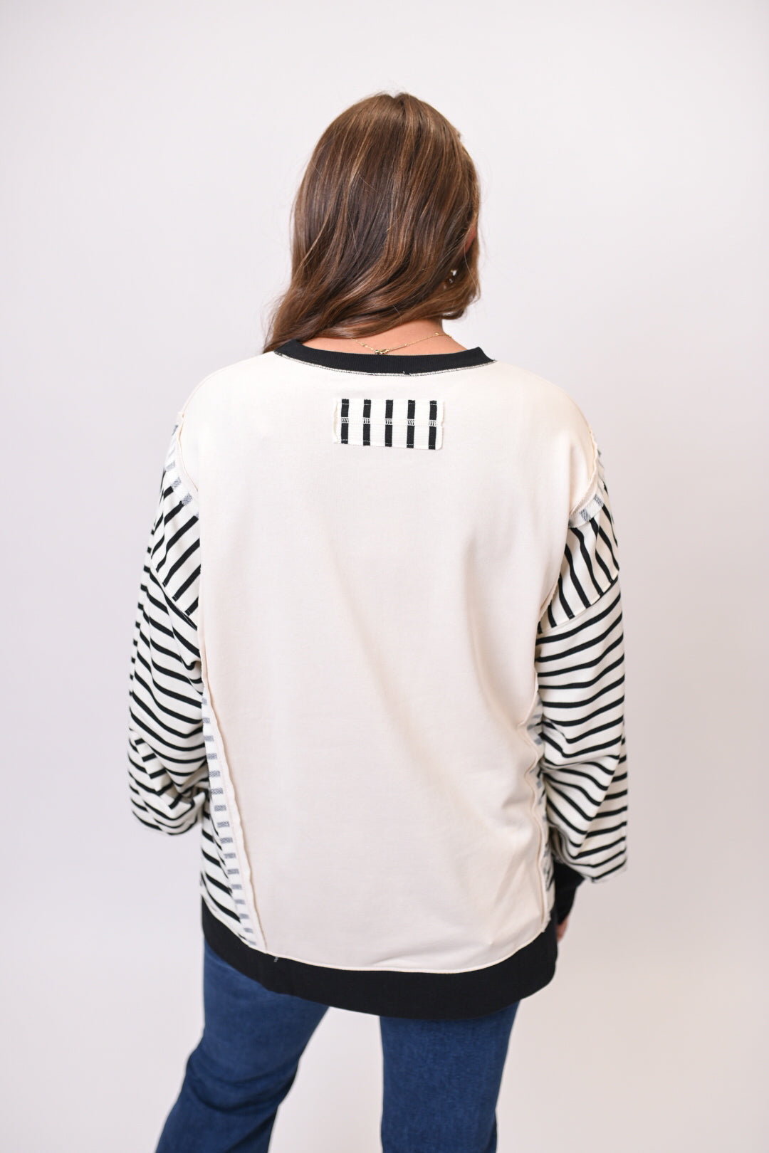 Stripe Right Pullover in Cream