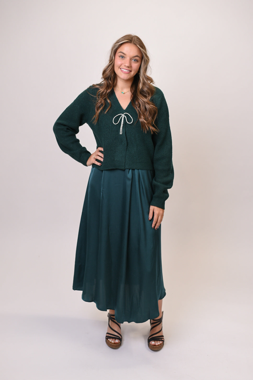 Oh Bow Pretty Sweater in Green