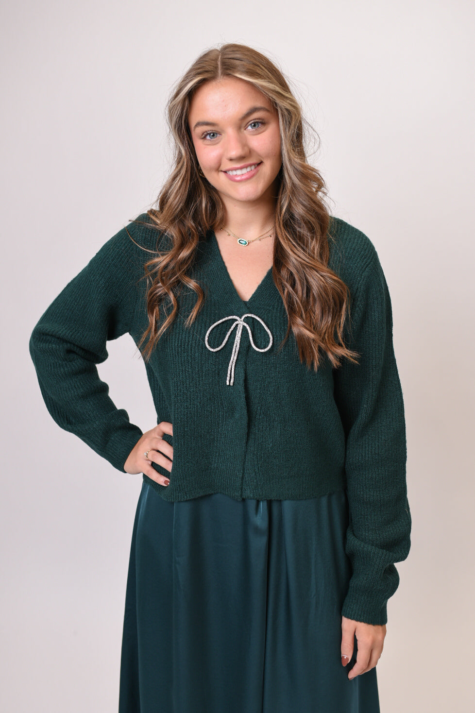 Oh Bow Pretty Sweater in Green