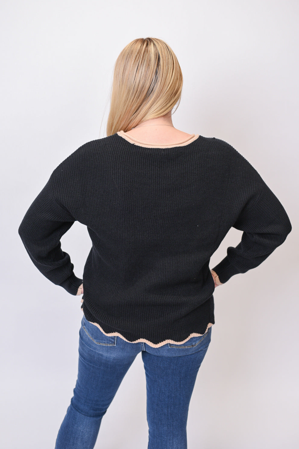 Trim Twist Sweater in Black