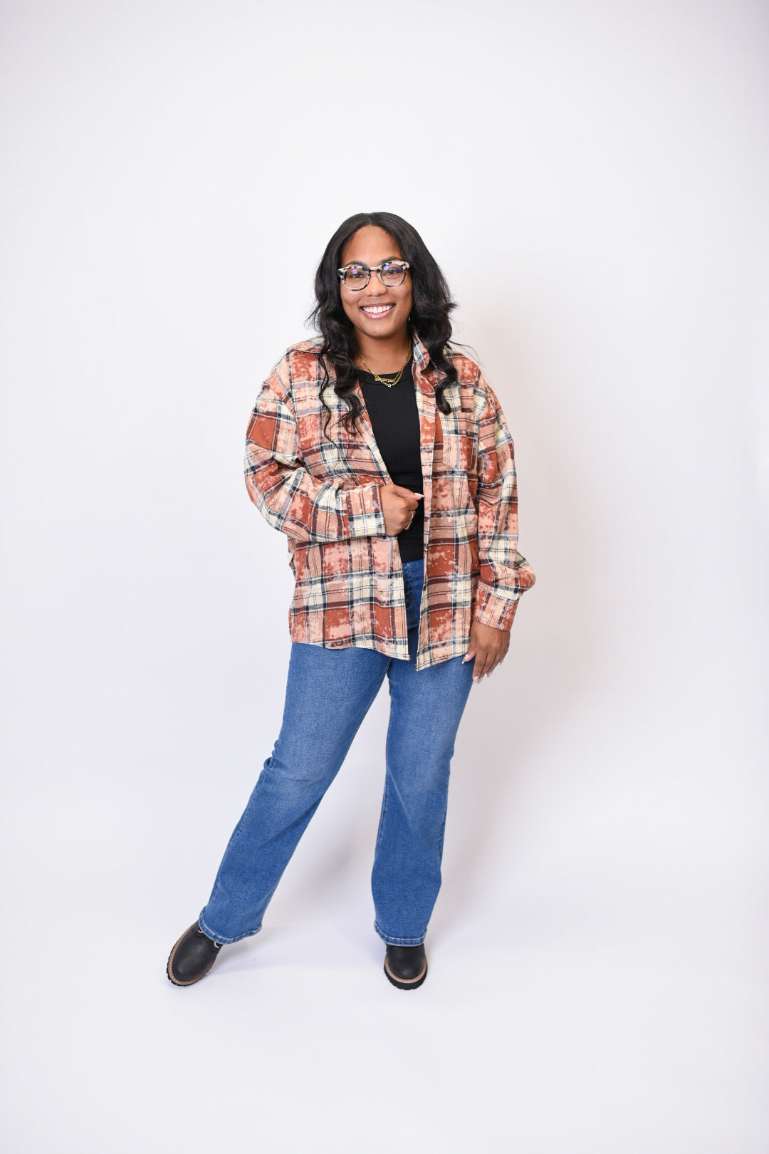 Oh My Stars Bleached Flannel Top