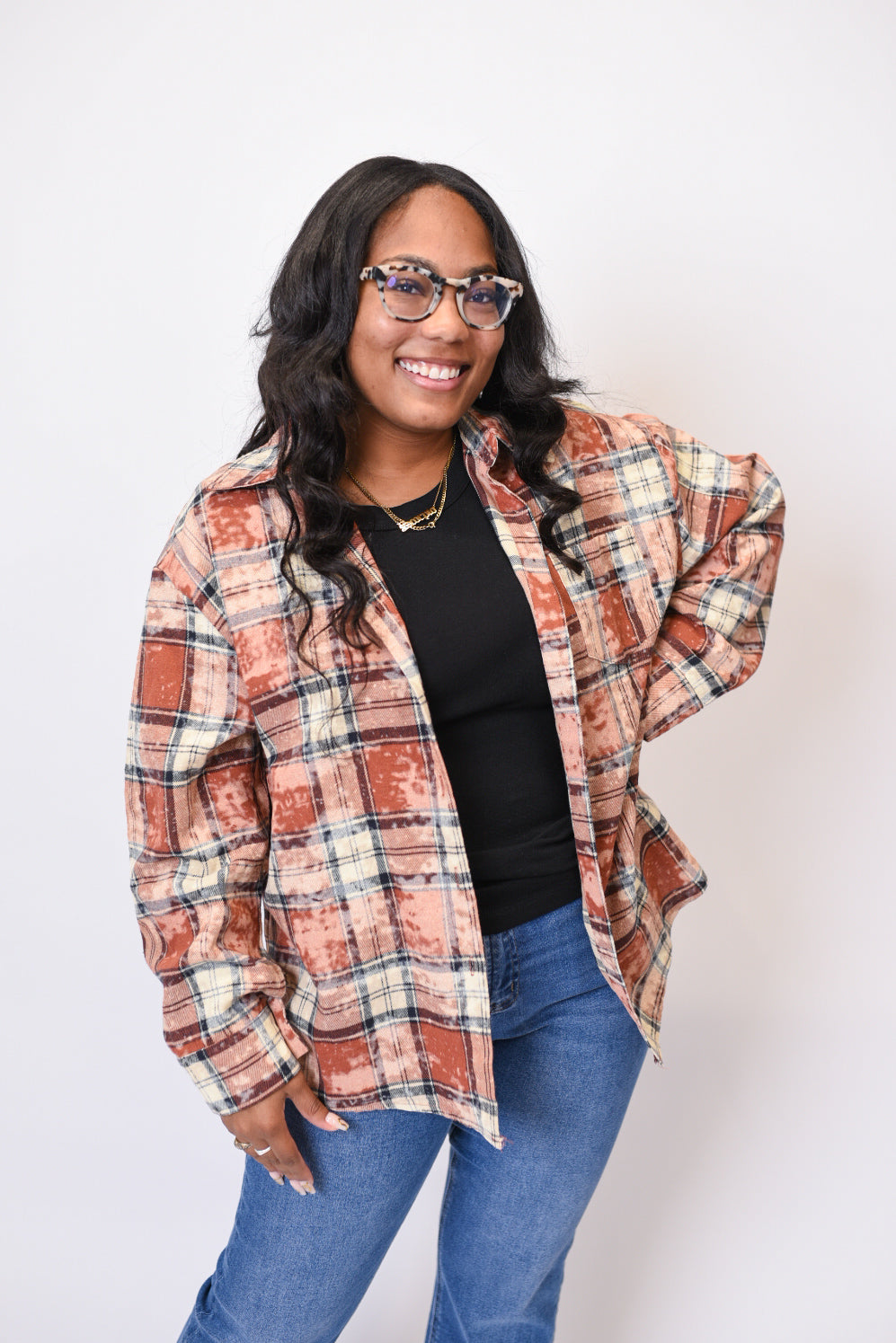 Oh My Stars Bleached Flannel Top