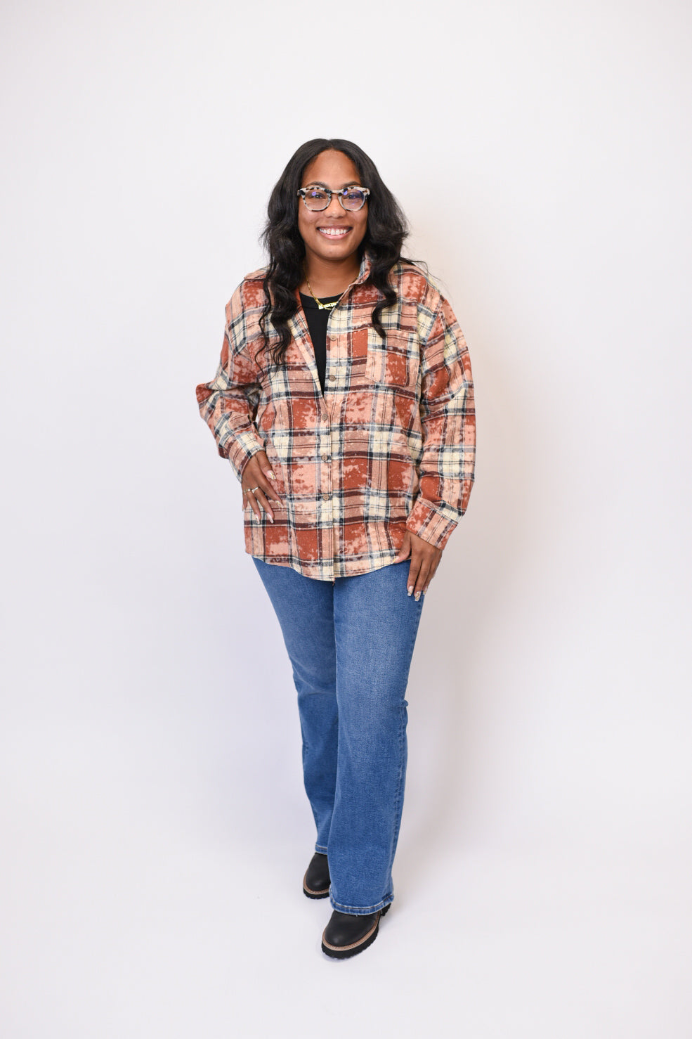 Oh My Stars Bleached Flannel Top