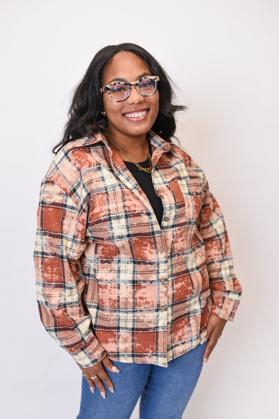 Oh My Stars Bleached Flannel Top