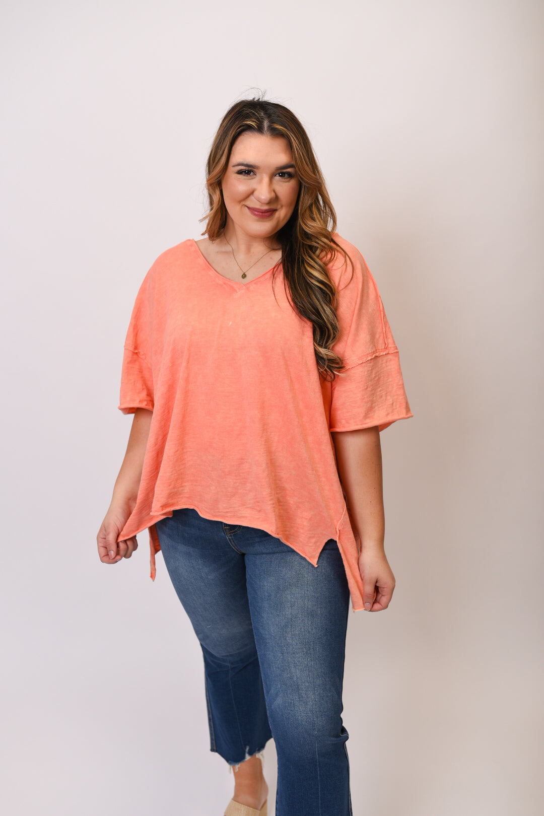 Getting Down Oversized Top in Peach Pink