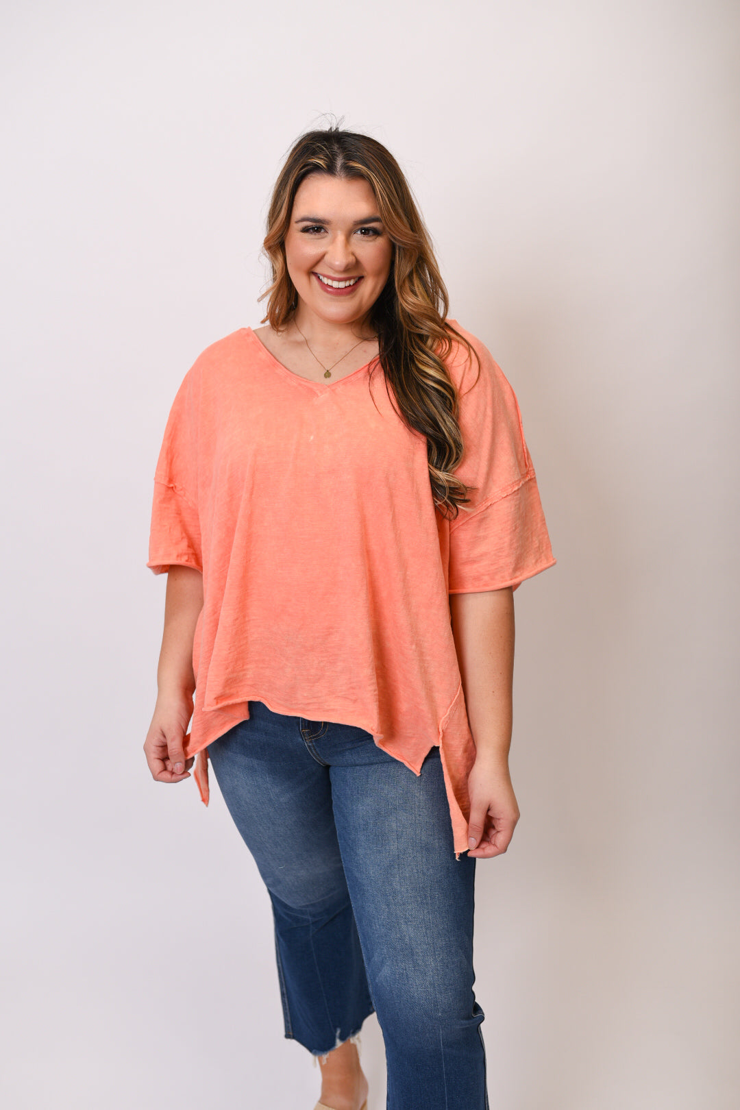 Getting Down Oversized Top in Peach Pink